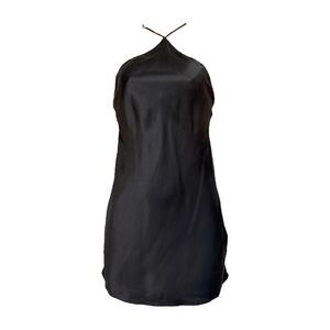 AMANDA UPRICHARD Claudia Silk Satin Mini Dress, Black, Medium